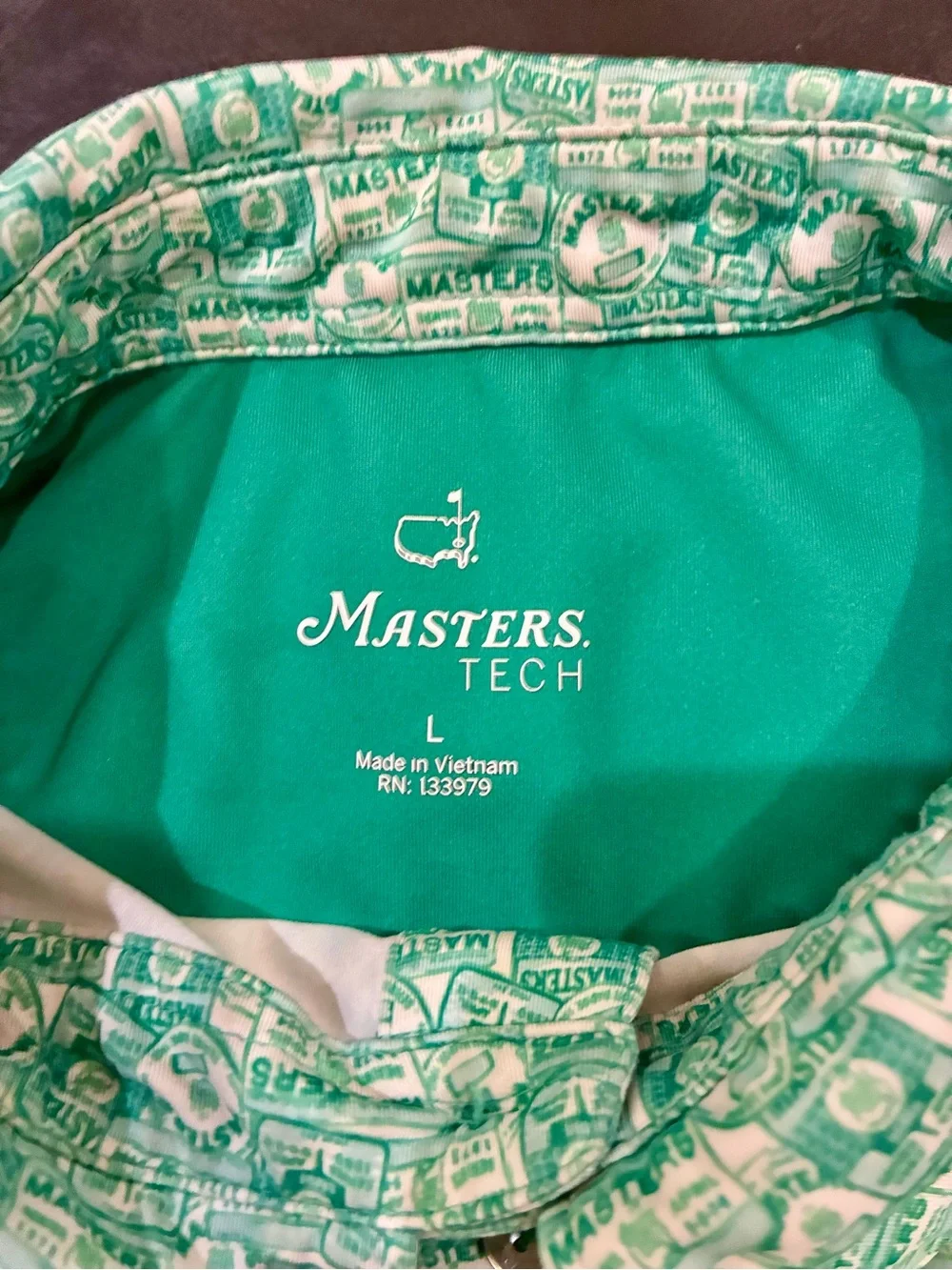 2026 Authentic Masters Tech Men's Badge Design Performance Golf Shirt Polo Large - Picture 5 of 7
